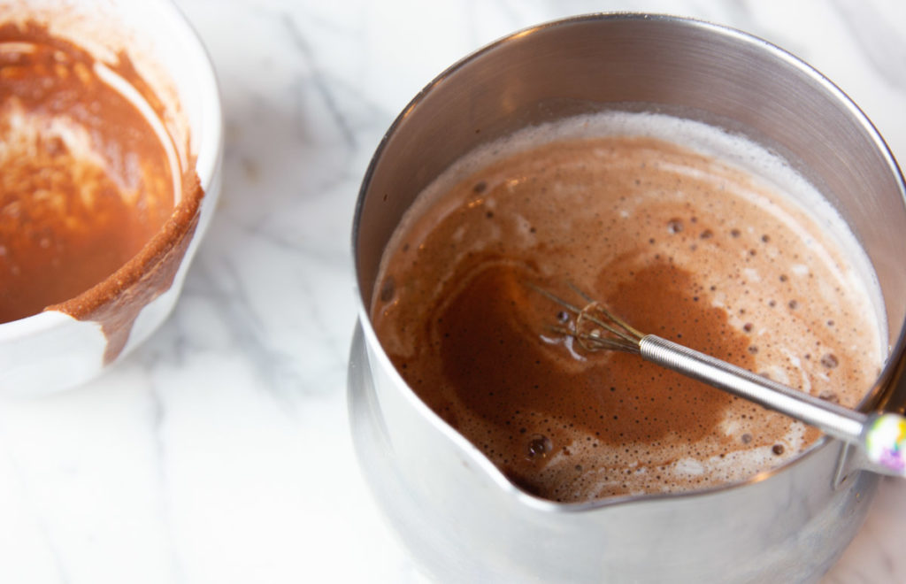chocolate and milk for hot spiced cacao