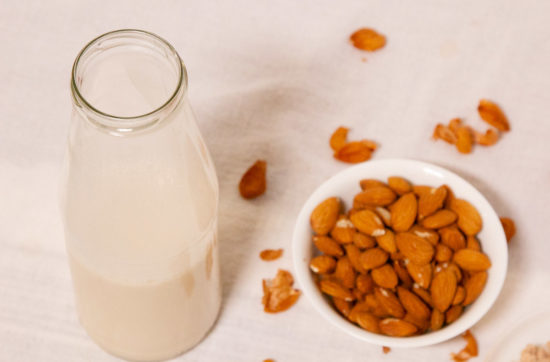 a jar of homemade almond milk