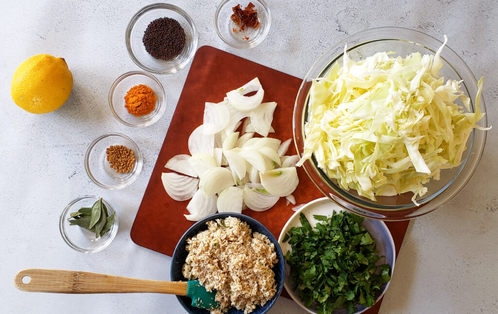 ingredients for coconut cabbage