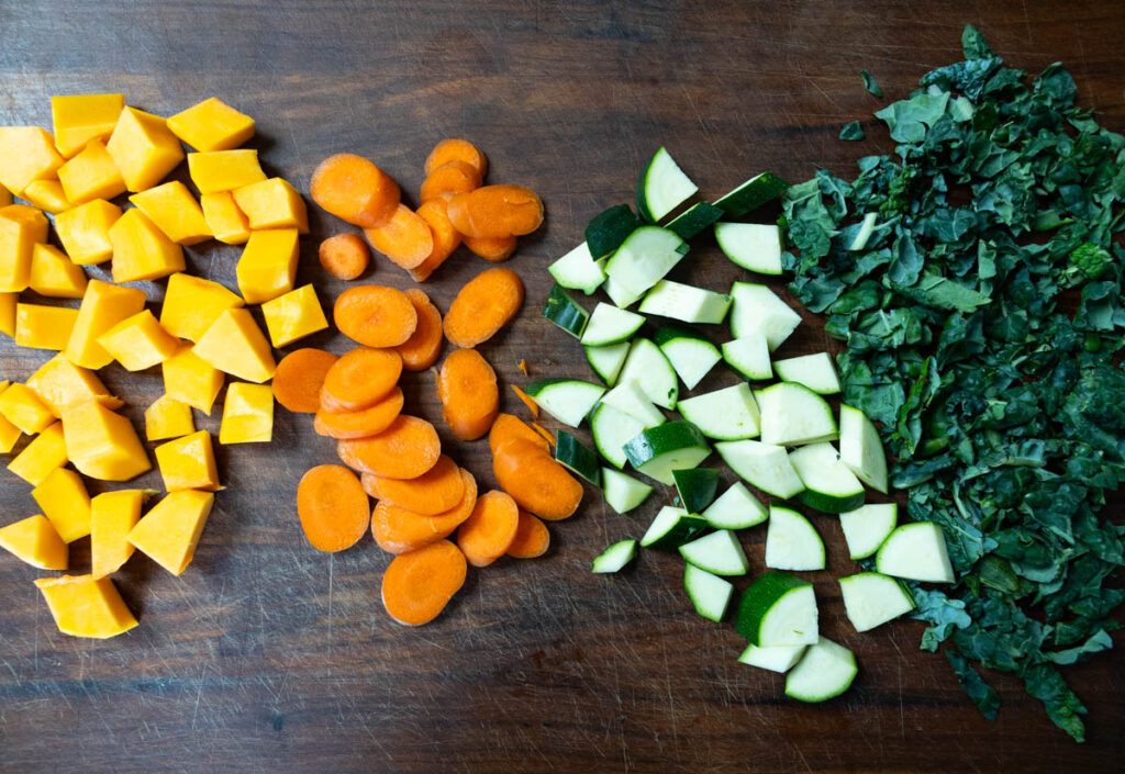 vegetables for miso tahini soup